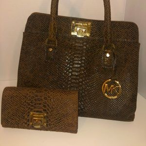 SOLD - MK Snake Embossed Leather Purse & Wallet